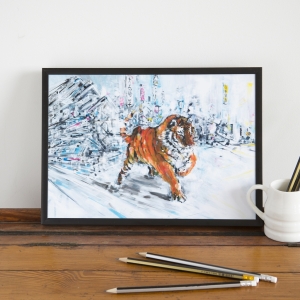 Tiger in Snow Print, Animal Art Collection, Home Decor, Animal Wall Art,Tiger Art, Animal Print,  Wall Art Prints, Tiger, Jungle ,urban